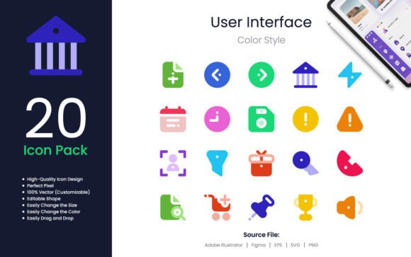 Choosing a User Interface Icon Pack: The Colored Style Approach