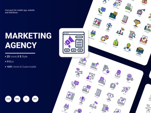 Elevate Your Visual Communication with the Marketing Agency Icon Pack