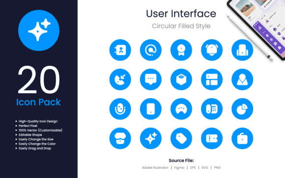 Elevating User Interfaces with a Circular Filled Icon Pack