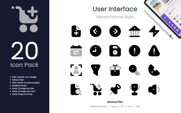 Essential Monochrome User Interface Icon Pack for Modern Design