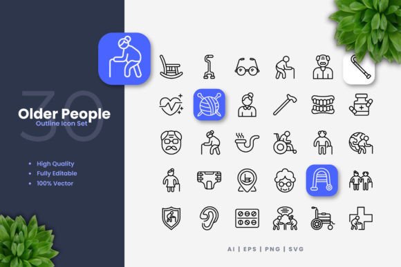 Older People Icons: Clean Design for Global Applications