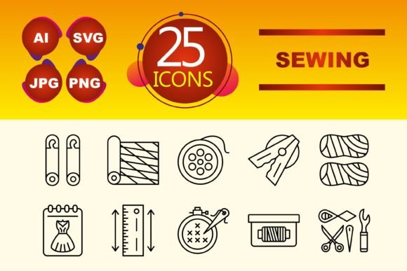Sewing for Digital Communication: A Modern Set of Essential Icons