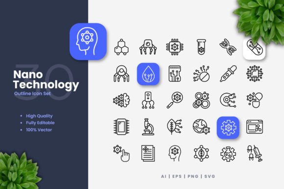 Streamline Your Projects with Modern Nano Technology Icons