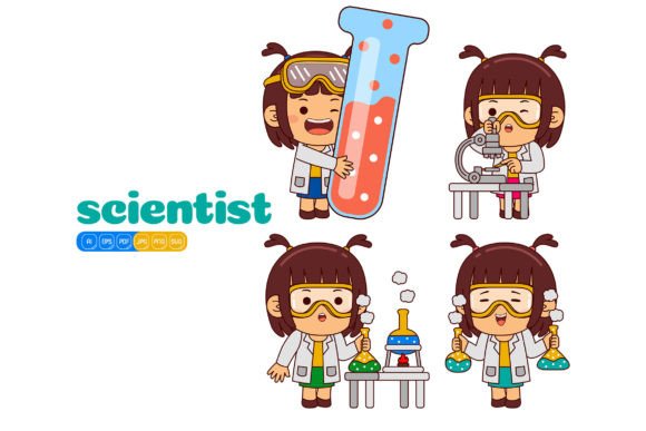 Supercharge Your Brand with the Cute Scientist Girl Vector Pack 02