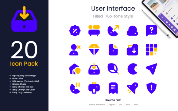 User Interface Icon Pack Filled Two-Tone Style